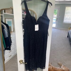 New Black Lace Midi Dress Size 12